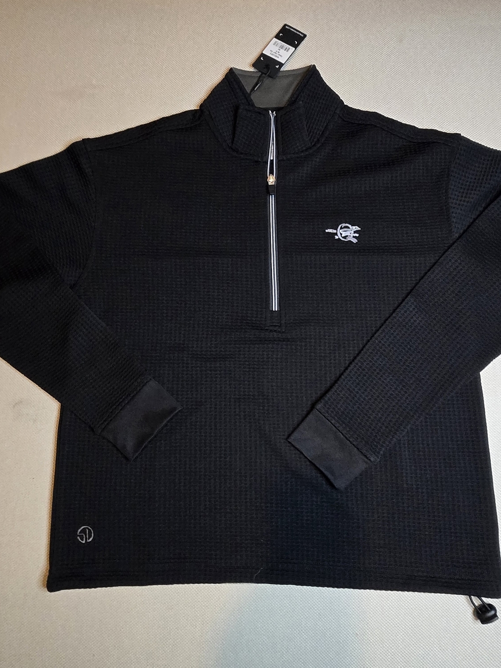 Straight Down Womens Opal Half Zip Pullover Sweater Black Waffle Brand New Tag